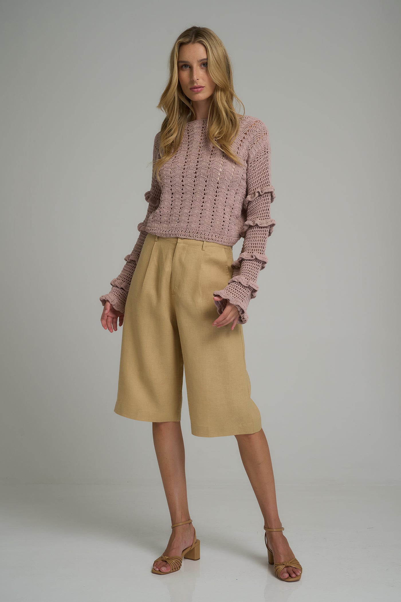 LILYA CARLISLE COTTON KNIT TOP ORCHID