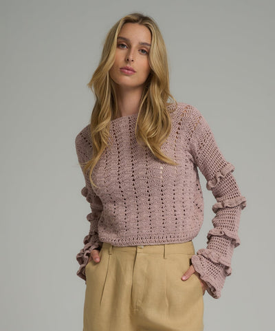 LILYA CARLISLE COTTON KNIT TOP ORCHID