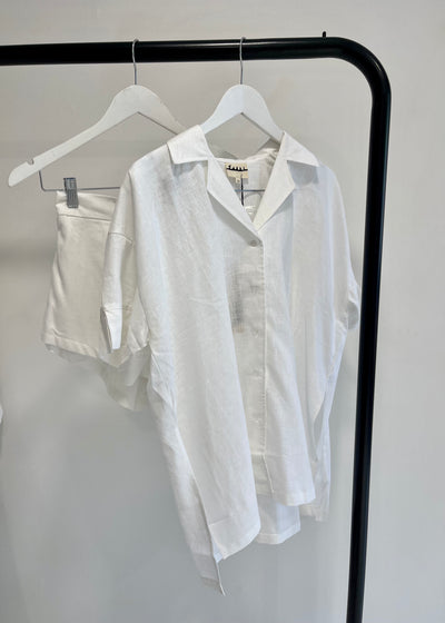SABBI PATRON LINEN SHORT SLEEVE SHIRT WHITE