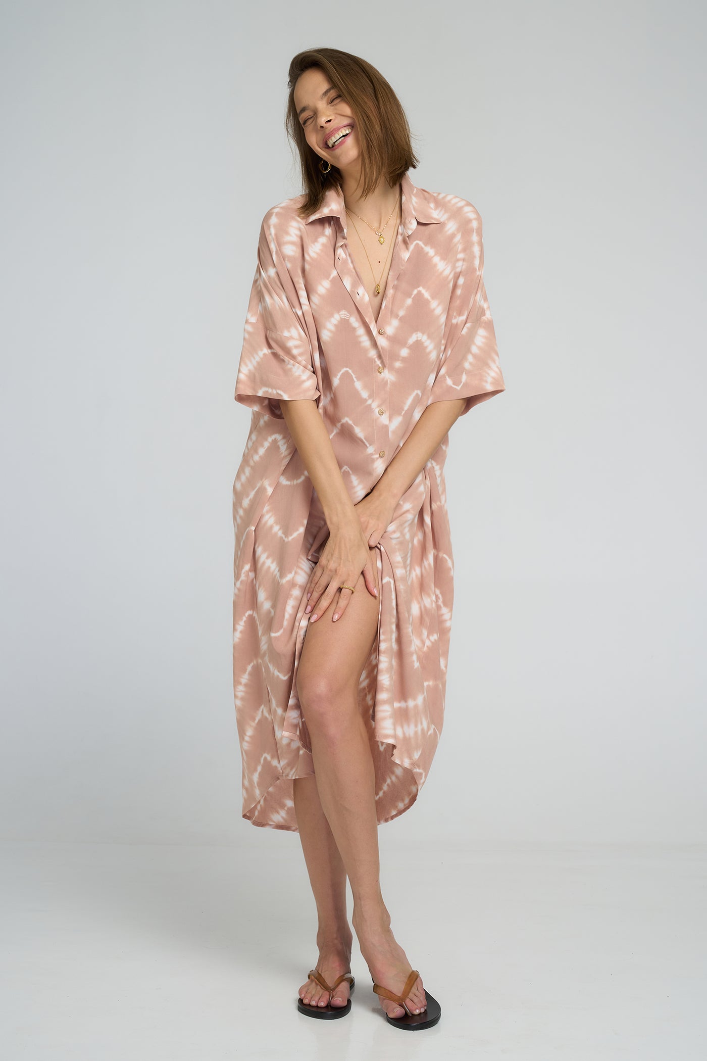 LILYA GEORGIE SHIRT DRESS GUAVA