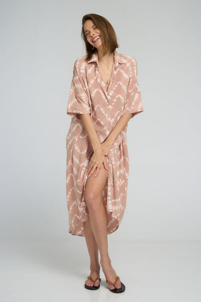 LILYA GEORGIE SHIRT DRESS GUAVA