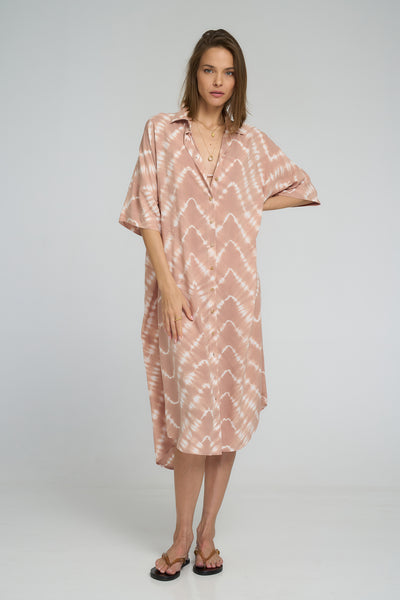 LILYA GEORGIE SHIRT DRESS GUAVA
