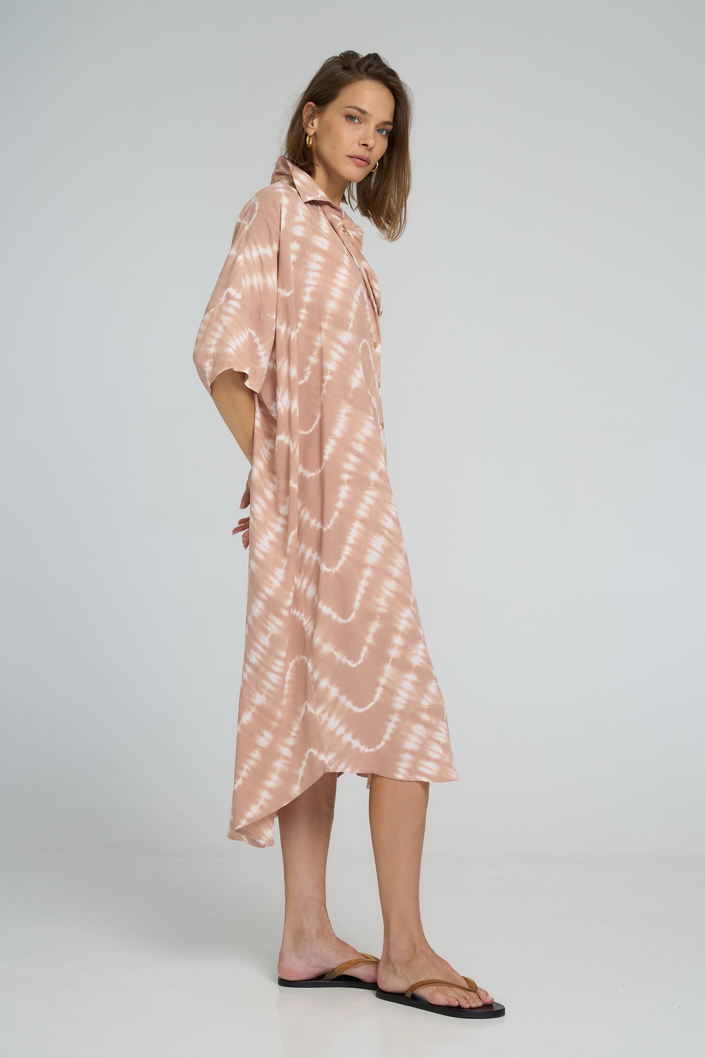 LILYA GEORGIE SHIRT DRESS GUAVA