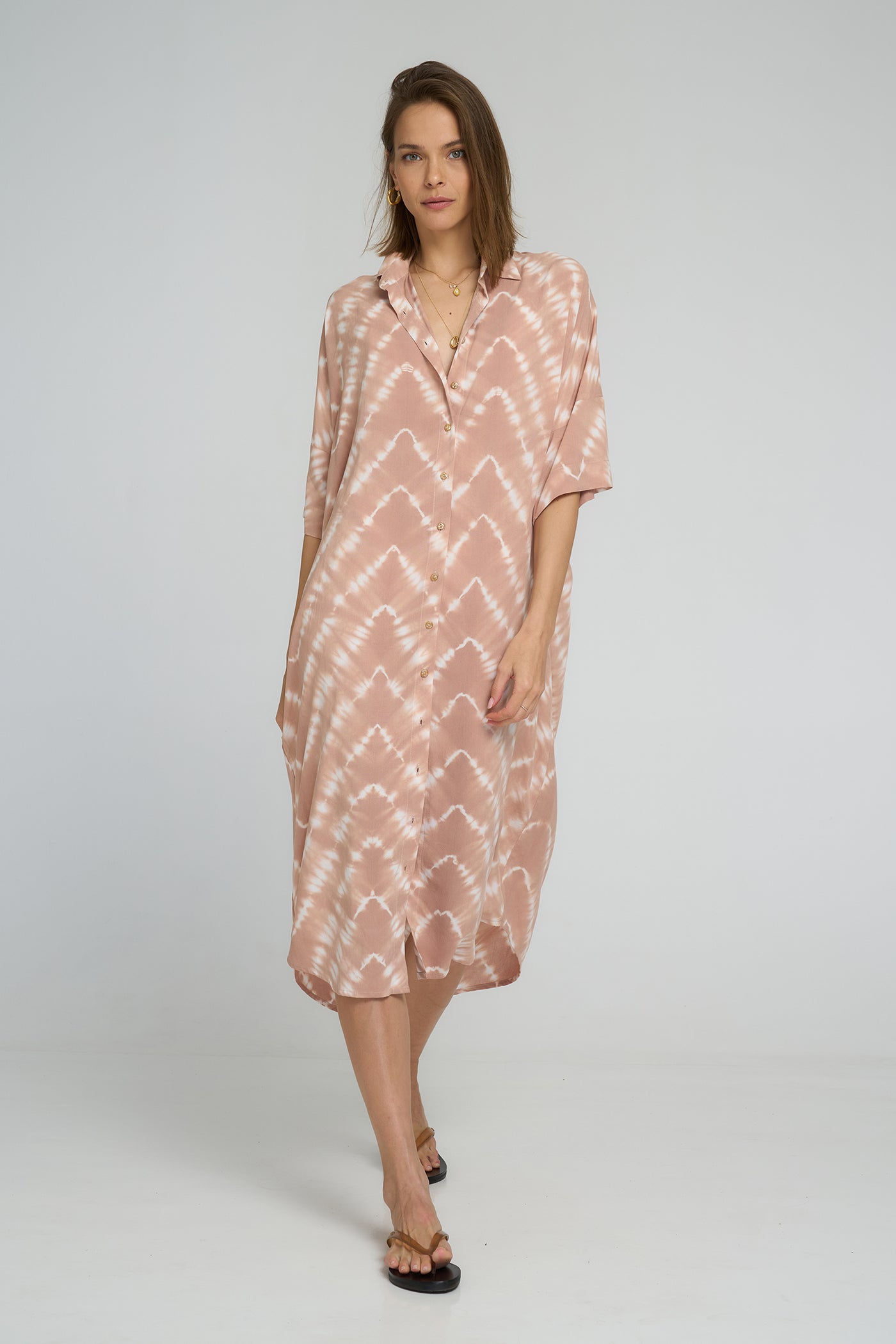 LILYA GEORGIE SHIRT DRESS GUAVA