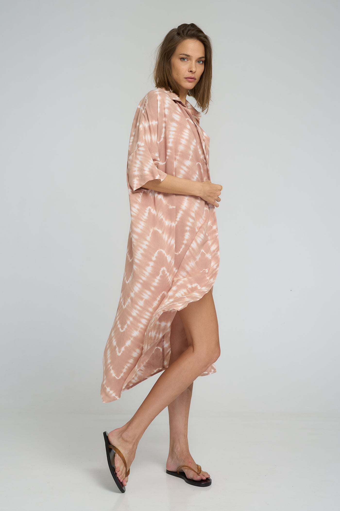 LILYA GEORGIE SHIRT DRESS GUAVA