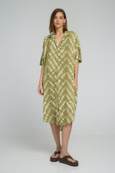LILYA GEORGIE SHIRT DRESS MATCHA