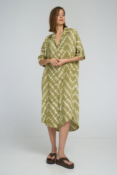LILYA GEORGIE SHIRT DRESS MATCHA