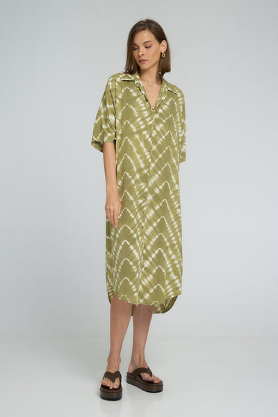 LILYA GEORGIE SHIRT DRESS MATCHA