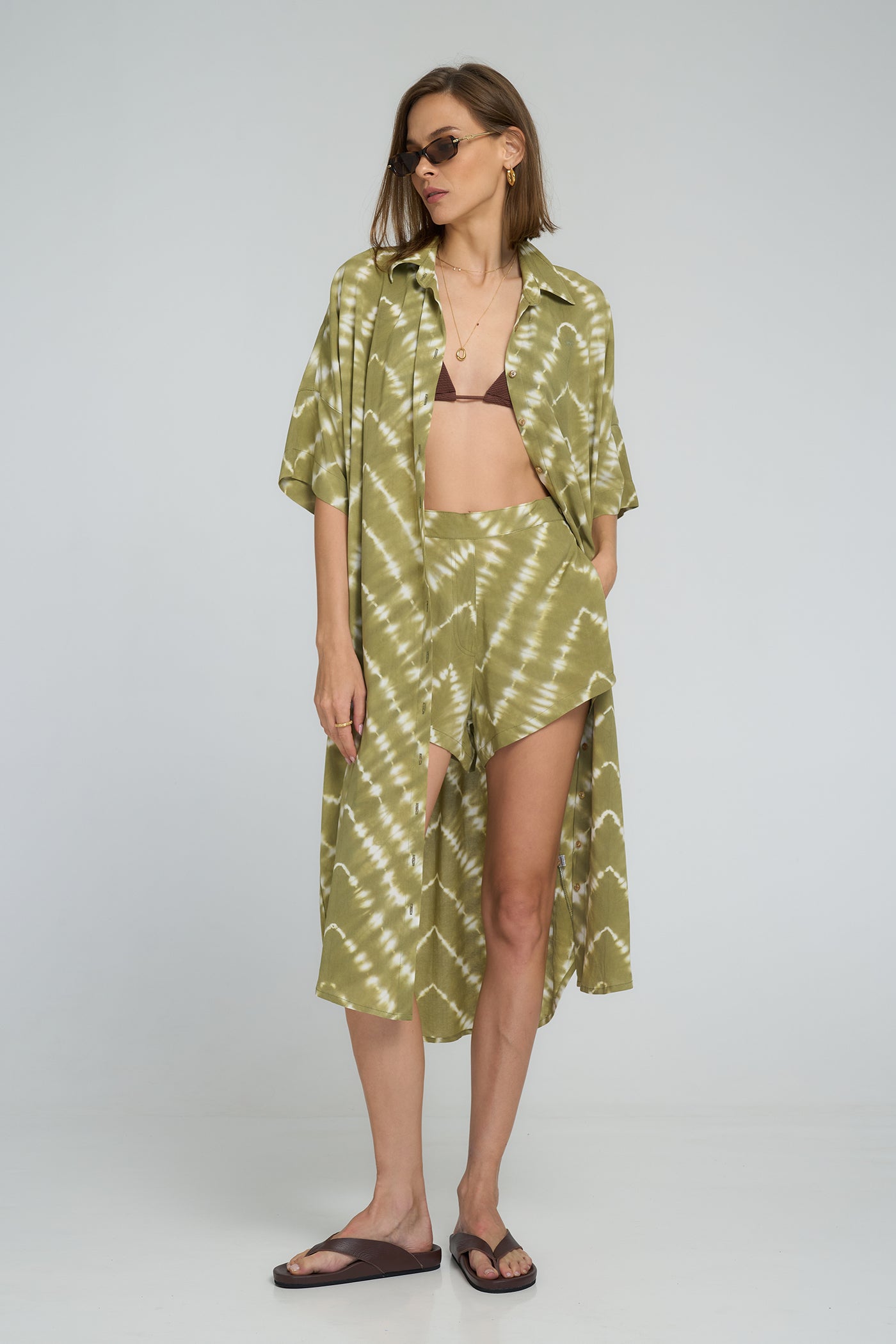 LILYA GEORGIE SHIRT DRESS MATCHA