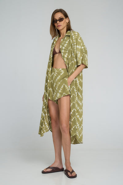 LILYA GEORGIE SHIRT DRESS MATCHA