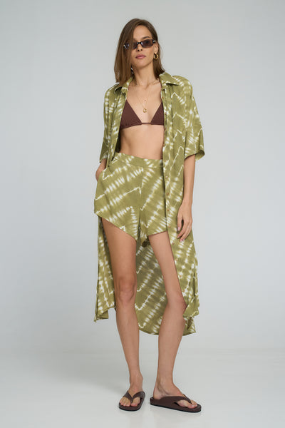 LILYA GEORGIE SHIRT DRESS MATCHA
