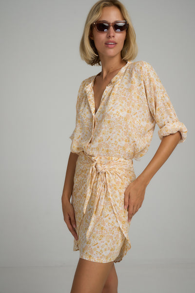 LILYA | MARTINI WRAP MINI SKIRT DELPHINIUM LEMON FLORAL