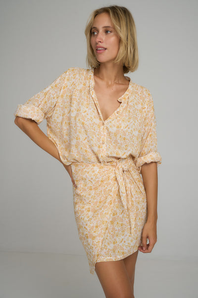 LILYA | MARTINI WRAP MINI SKIRT DELPHINIUM LEMON FLORAL