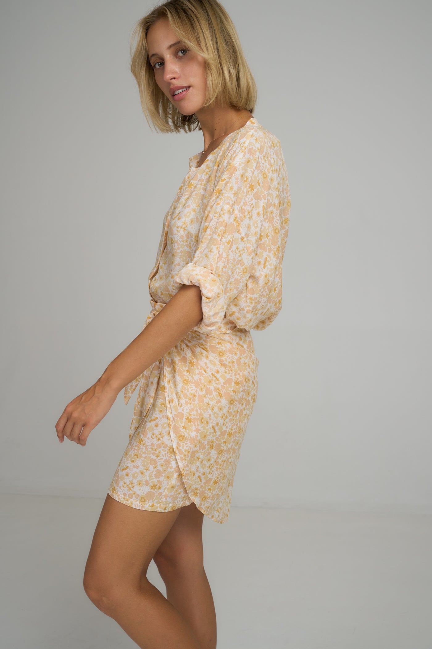 LILYA | MARTINI WRAP MINI SKIRT DELPHINIUM LEMON FLORAL
