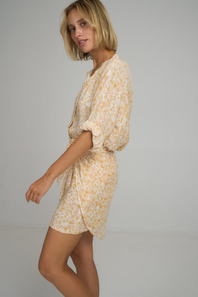 LILYA | MARTINI WRAP MINI SKIRT DELPHINIUM LEMON FLORAL