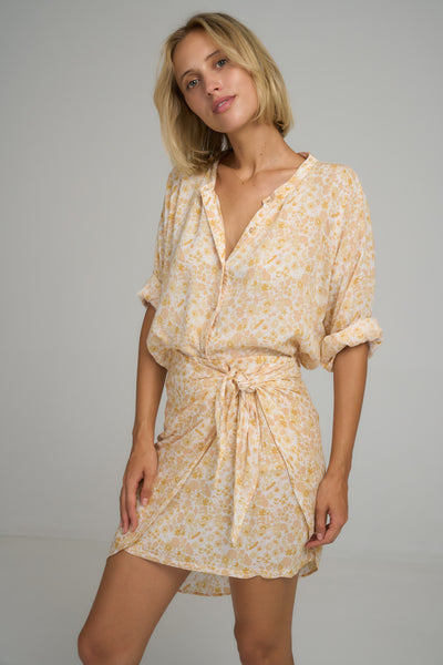 LILYA | MARTINI WRAP MINI SKIRT DELPHINIUM LEMON FLORAL
