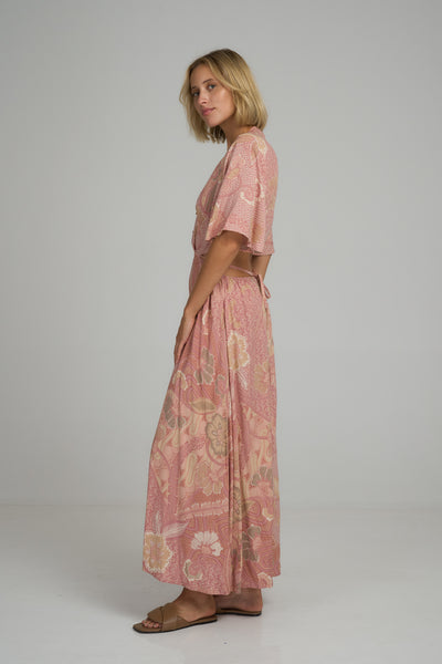 LILYA HACIENDA RAYON PRINTED CASUAL DRESS BATIK ROSE | BABY LEMONADE STORE
