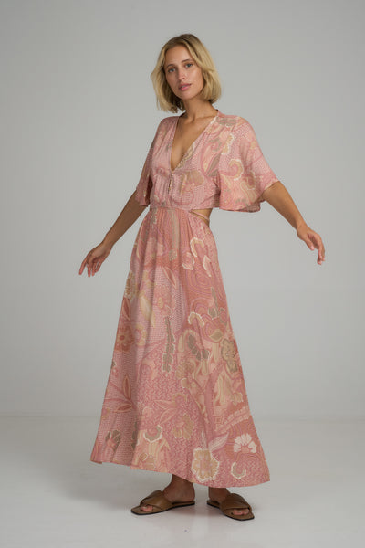 LILYA HACIENDA RAYON PRINTED CASUAL DRESS BATIK ROSE | BABY LEMONADE STORE