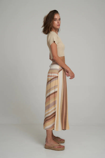 LILYA HANA RAYON VOILE WRAP SKIRT RETRO STRIPE