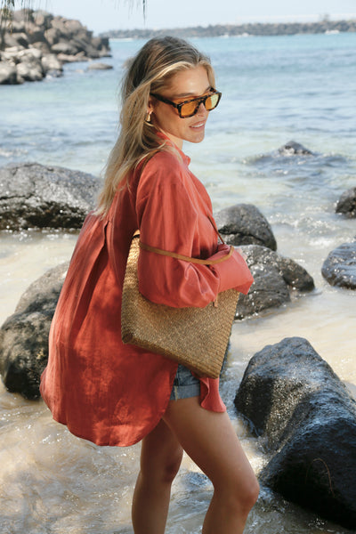 Hendrix Long Sleeve Amber linen shirt The line for Baby Lemonade Store 