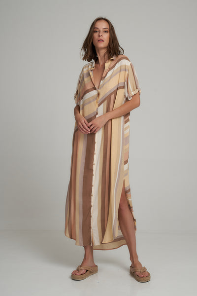 LILYA HUTTON SHIRT DRESS RETRO STRIPE