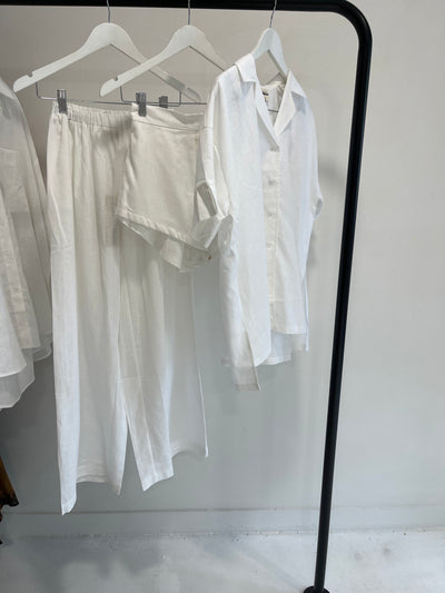 SABBI PATRON LINEN SHORT SLEEVE SHIRT WHITE