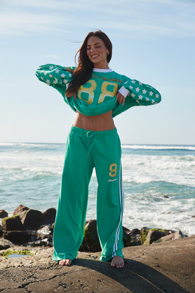 Sabbi The Chido You Cute Cotton Track Pants Green| BABY LEMONADE STORE