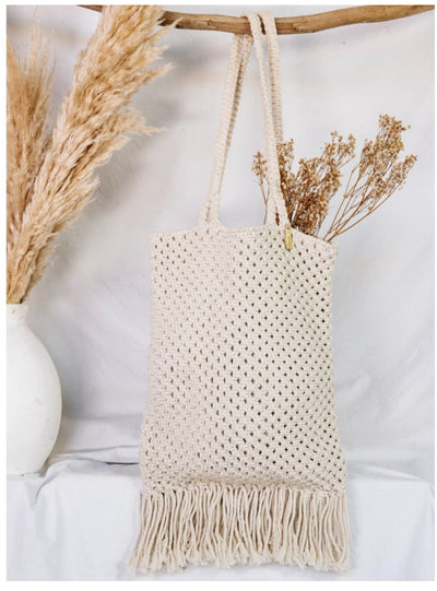 THE MACRAMAN CHICAMA COTTON MACRAME TOTE BAG