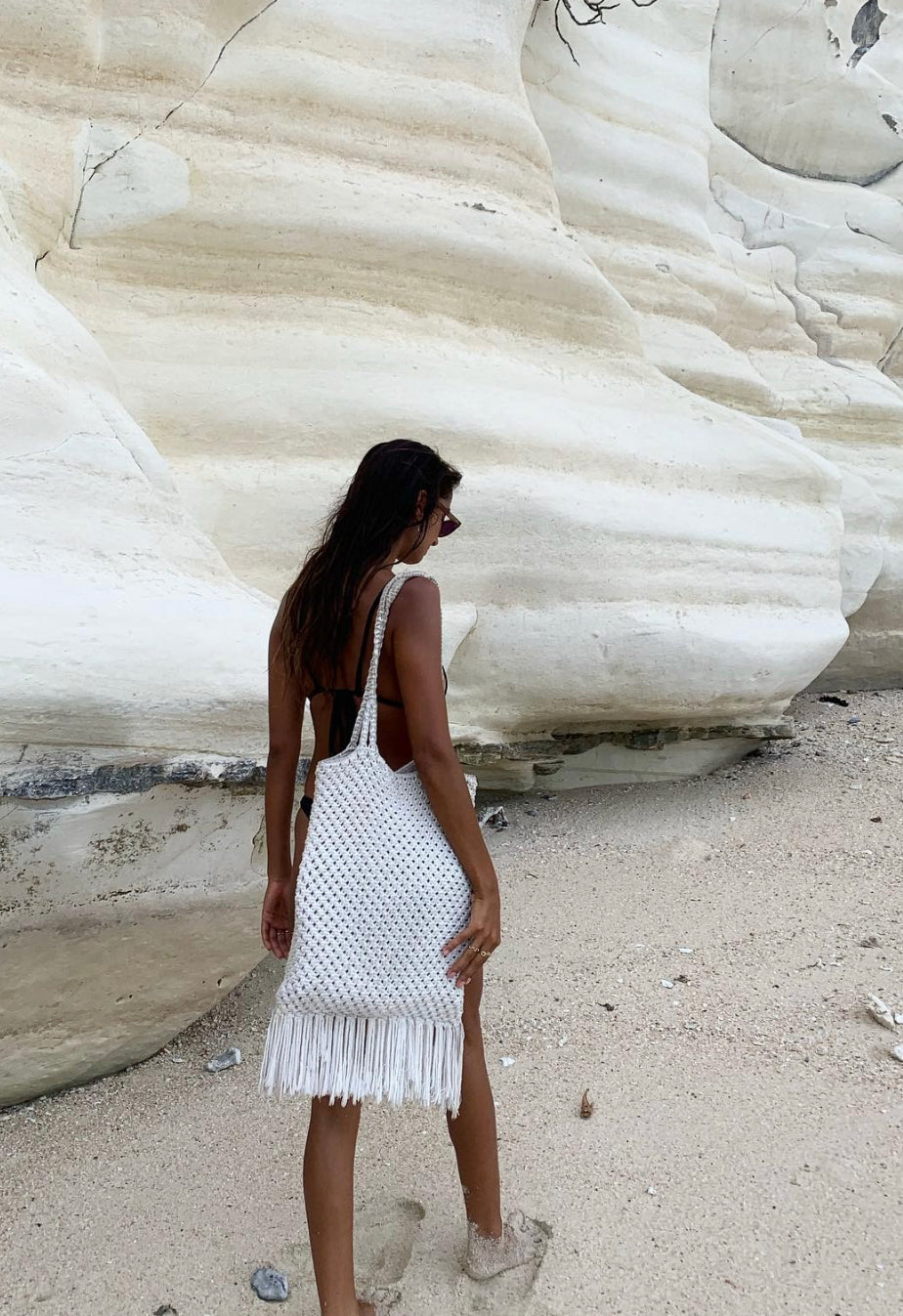 THE MACRAMAN CHICAMA COTTON MACRAME TOTE BAG