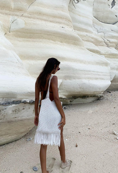 THE MACRAMAN CHICAMA COTTON MACRAME TOTE BAG