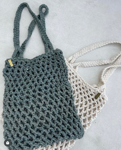 THE MACRAMAN SAGE PERI COTTON MACRAME TOTE SHOPPING BAG