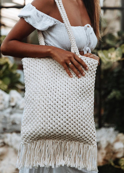 THE MACRAMAN CHICAMA COTTON MACRAME TOTE BAG
