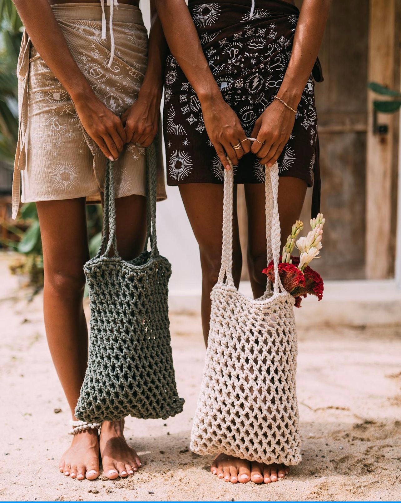 THE MACRAMAN SAGE PERI COTTON MACRAME TOTE SHOPPING BAG