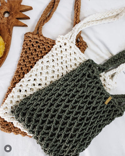 THE MACRAMAN SAGE PERI COTTON MACRAME TOTE SHOPPING BAG