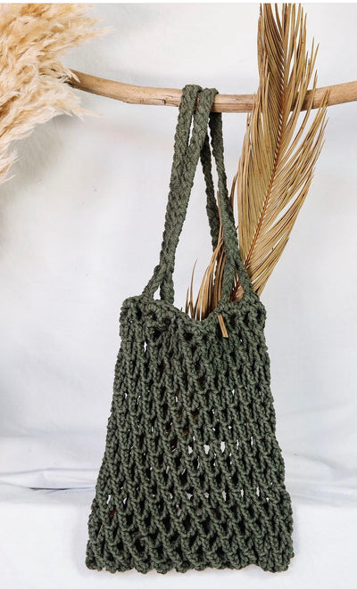 THE MACRAMAN SAGE PERI COTTON MACRAME TOTE SHOPPING BAG