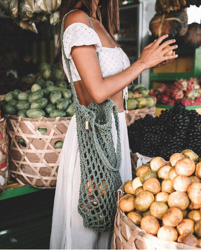 THE MACRAMAN SAGE PERI COTTON MACRAME TOTE SHOPPING BAG
