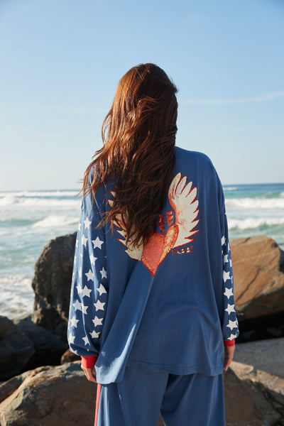 Sabbi The You Cute Long Sleeve  Blue Cotton Tee | BABY LEMONADE STORE