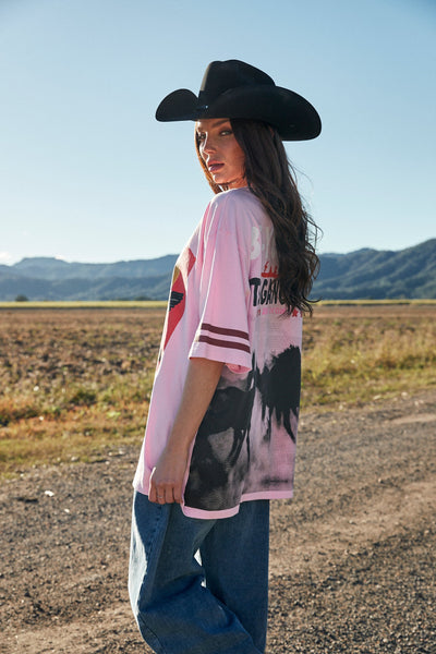 SABBI THE SELF LOVE CLUB RODEO VERY OVERSIZED  TEE PINK