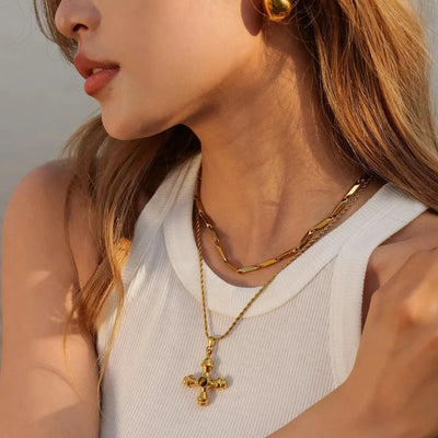 TIGERS EYE CROSS NECKLACE