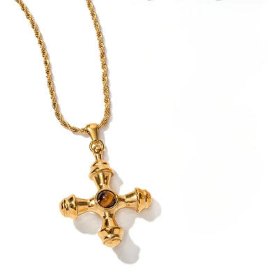 TIGERS EYE CROSS NECKLACE