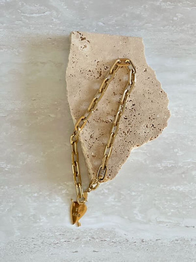Ti Amo Chain Necklace by Nikki Ross in 18k gold-plated sterling silver with removable Ti Amo pendant on chunky 48cm 