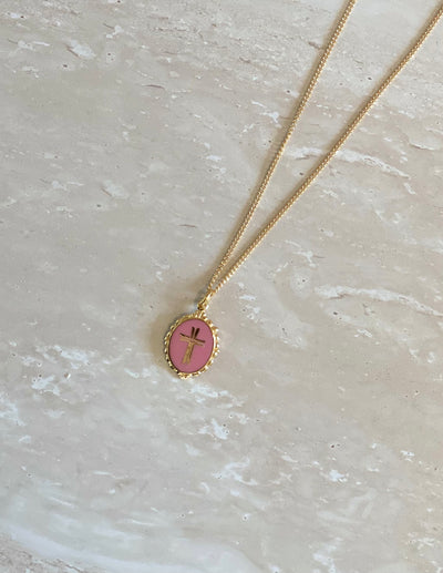 NIKKI ROSSE THE CROSS PENDANT PINK