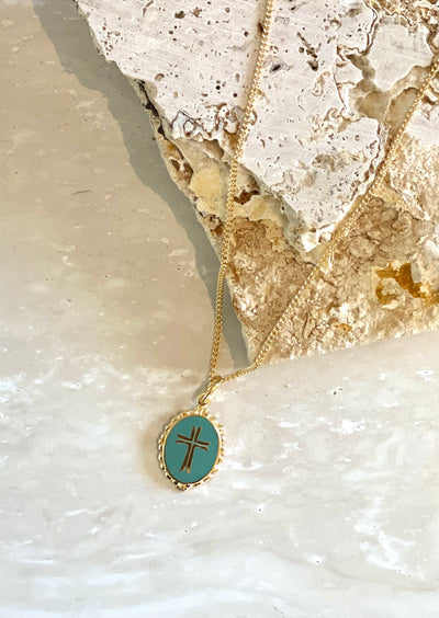 NIKKI ROSS THE CROSS PENDANT TURQUOISE