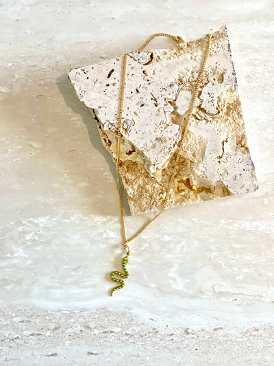 NIKKI ROSS SNAKE CHARM  PENDANT GREEN