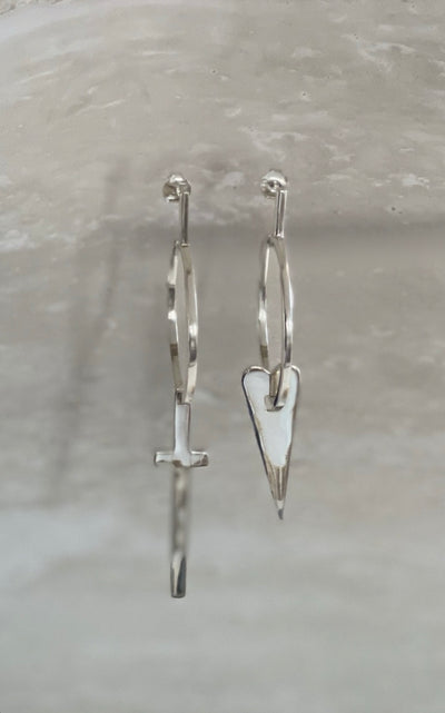 NIKKI ROSS THE CROSS MY HEART PENDANT HOOPS SILVER