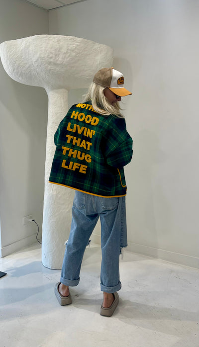 THUG LIFE SHORT JACKET  GREEN/YELLOW PRE-SALE