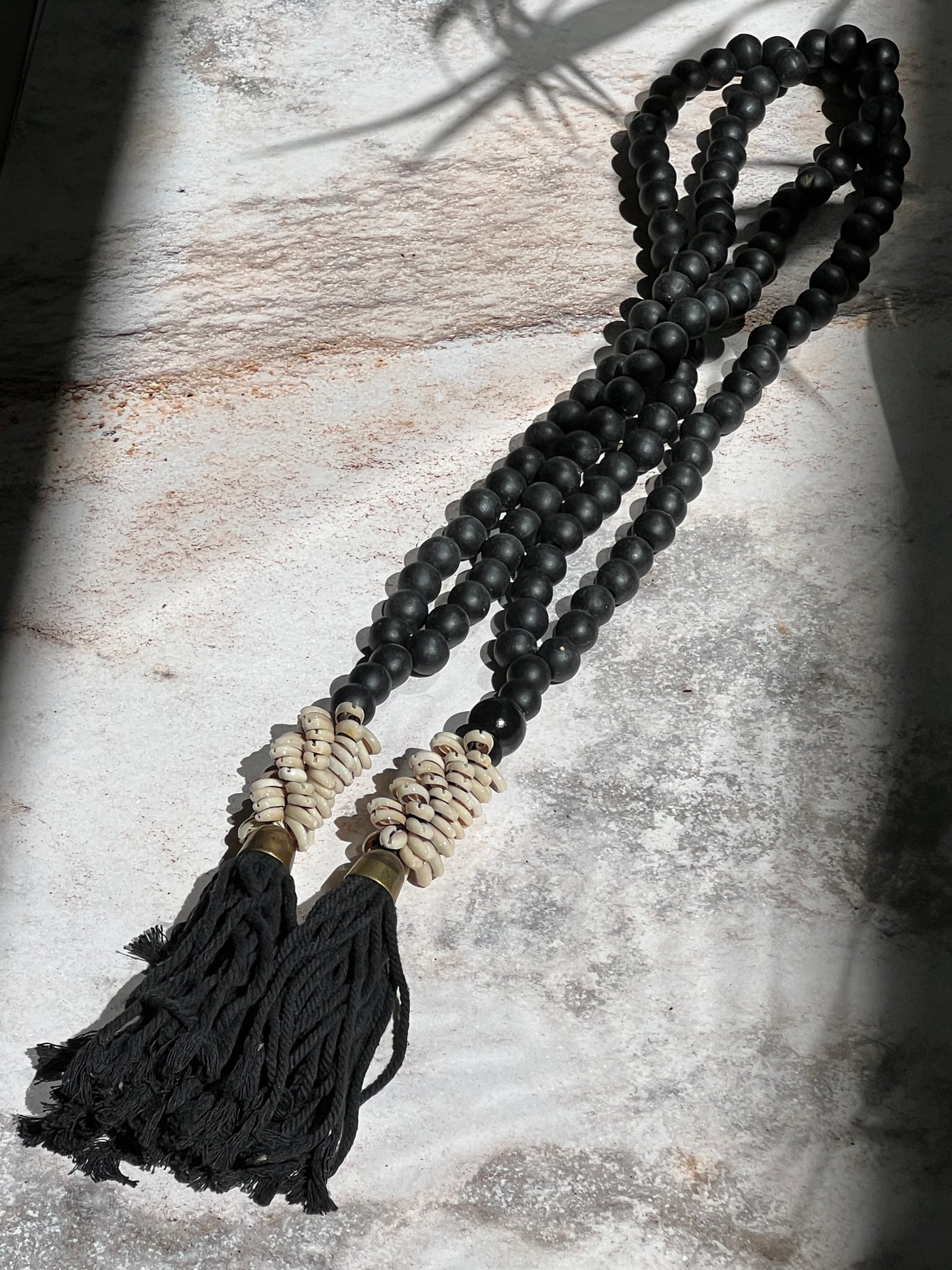 WOOD COWRIE SHELL MACRAME TASSEL HOME DECOR