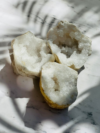 Clear Quartz Crystal Geode Baby Lemonade Store