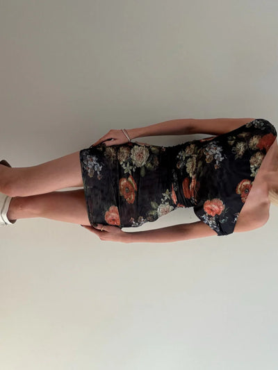 MAIA THE LABEL ZURI MESH MINI DRESS ONYX FLORAL | BABY LEMONADE STORE