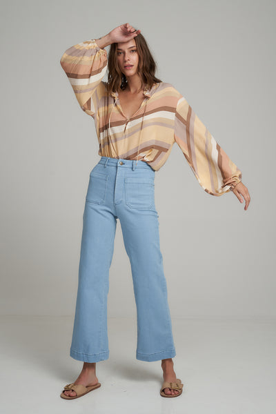 Lilya Indah rayon voille top retro stripe